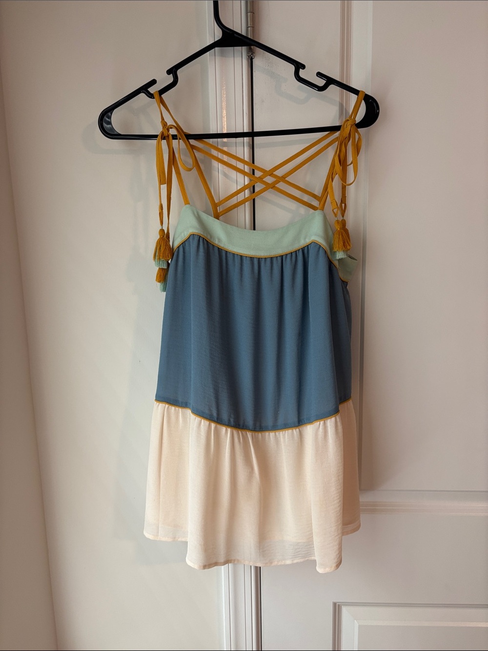 LOFT Colorblock Strappy Camisole - Blue, Mint & Mustard